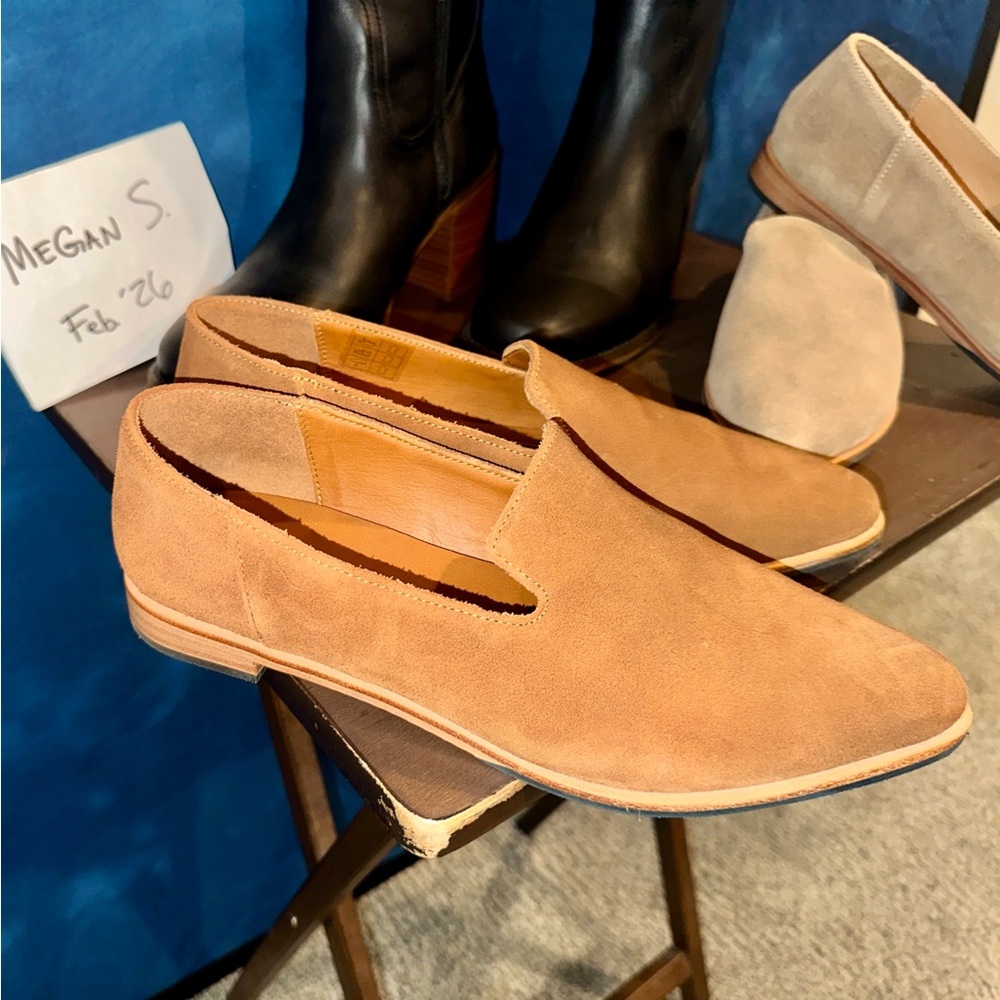 Suede Slip-On Loafers in Tan